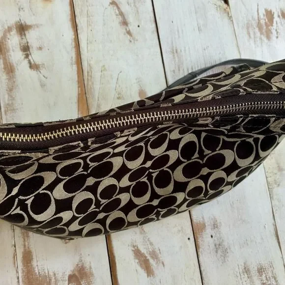 COACH black Penelope shoulder bag, Y2K canvas monogram logo purse F19232 casual - Picture 10 of 16